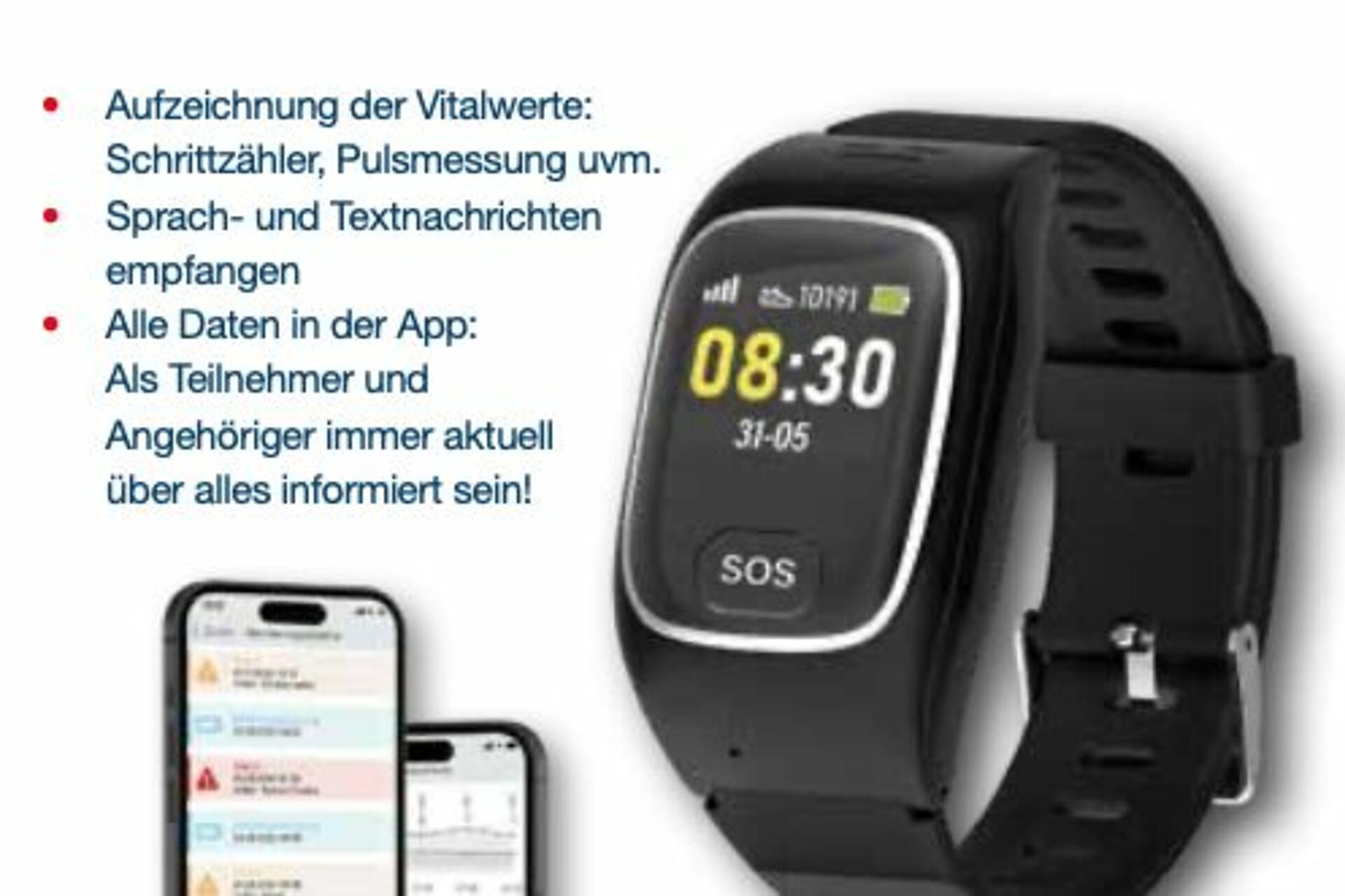DRK-Watch und dazugehörige App auf Mobiltelefon