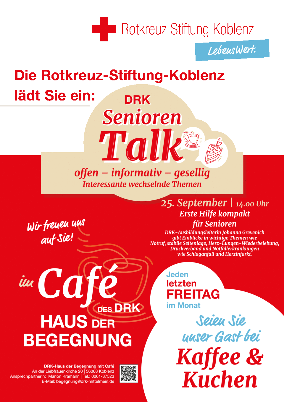 Flyer Seniorentalk Erste Hilfe am 25. September