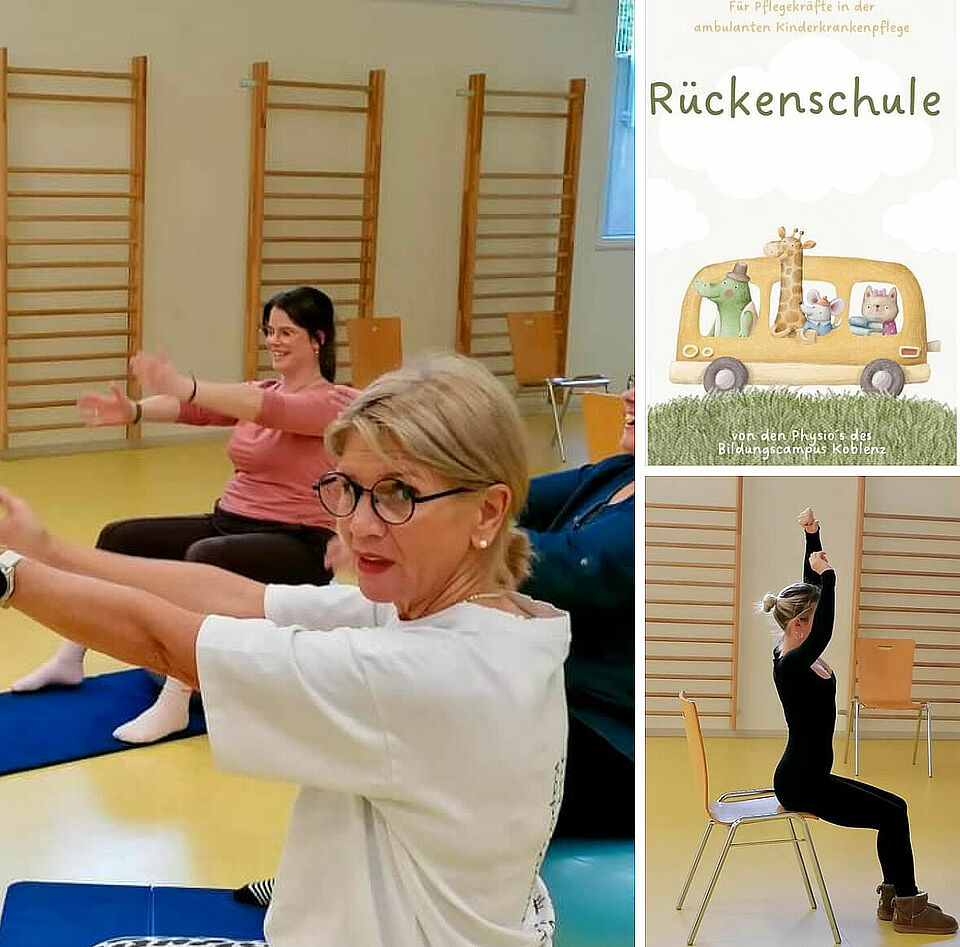 Pflegeperson macht Rückenübung